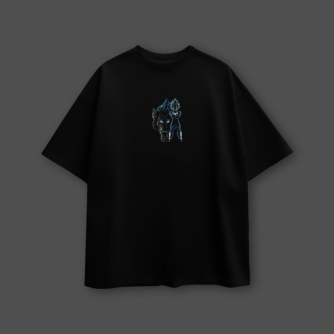 Vegeta Saiyan Evolution – Oversized Fit Black T-Shirt