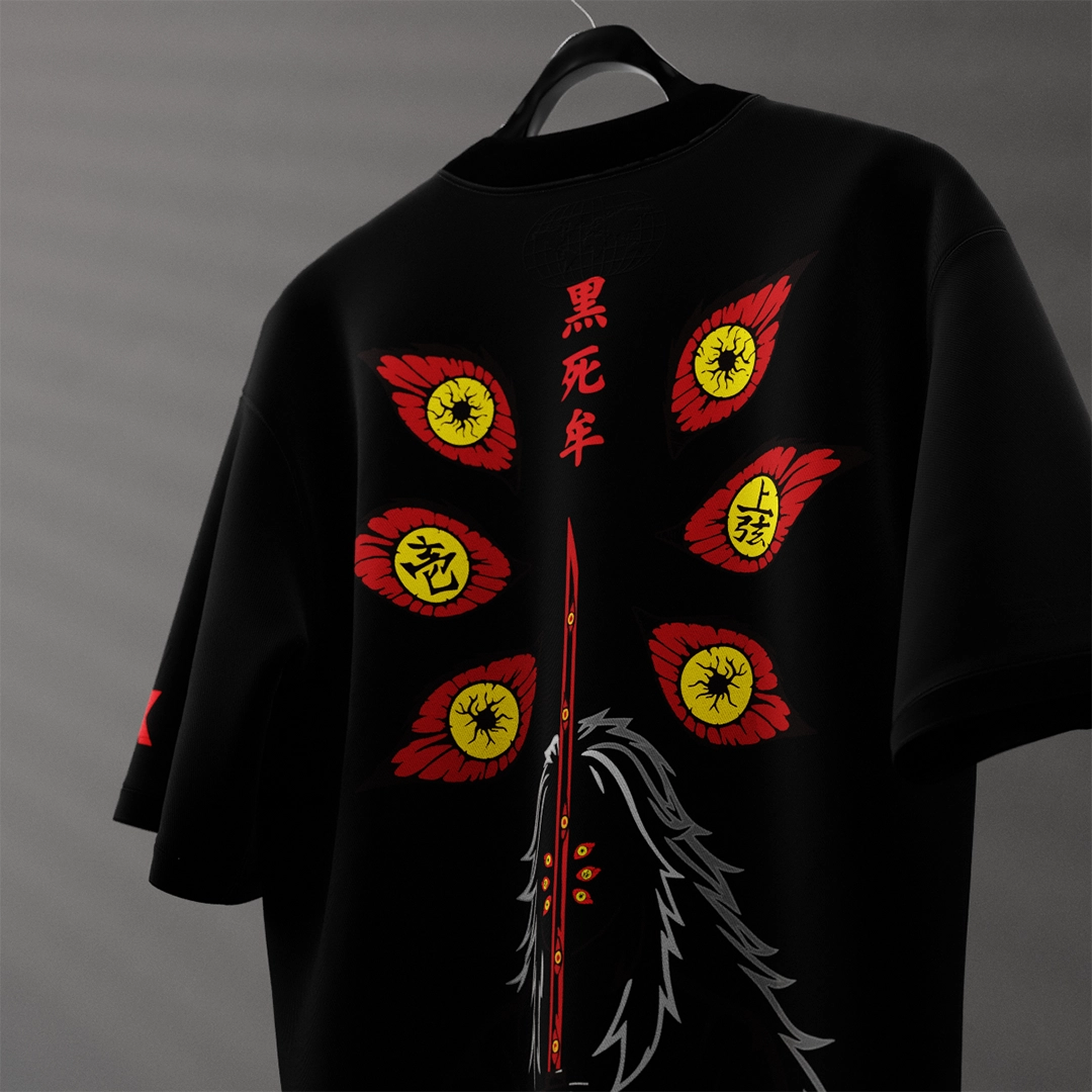 Kokushibo Demon Slayer Black Oversized Fit T-Shirt