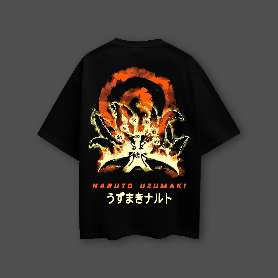 Naruto Uzumaki Kurama Mode – Oversized Fit Black T-Shirt