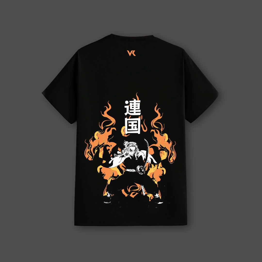 Kyojuro Rengoku Flame Hashira – Regular Fit Black T-Shirt