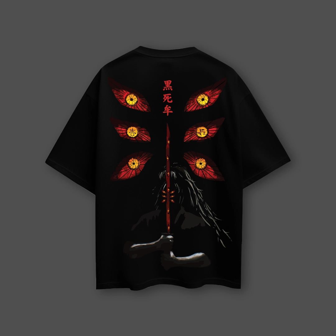 Kokushibo Demon Slayer Black Oversized Fit T-Shirt