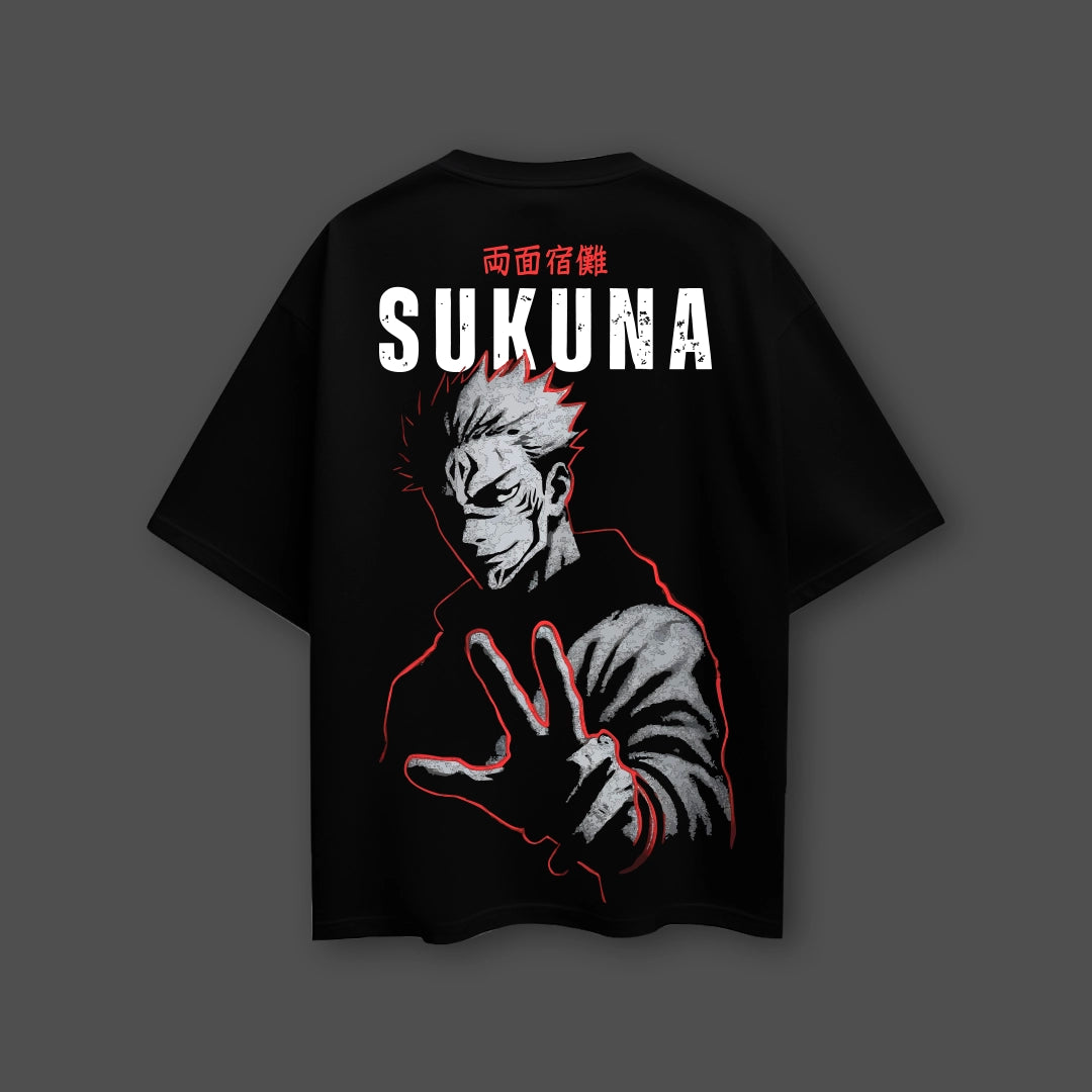 Sukuna Cursed King Jujutsu Kaisen Black Oversized Fit T-shirt