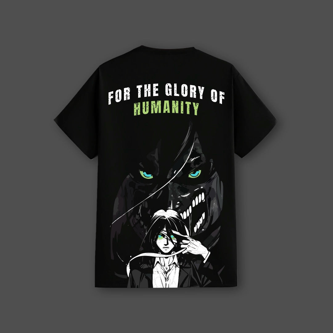 Eren Yeager Attack on Titan Black Regular Fit T-shirt