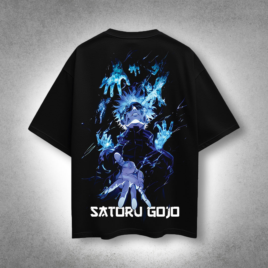 Vlack - Satoru Gojo - Infinity Unleashed - Black Oversize Fit T-Shirt