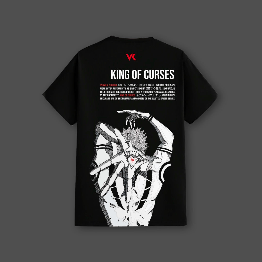 Vlack regular fit Sukuna Jujutsu Kaisen black t-shirt featuring King of Curses large back graphic