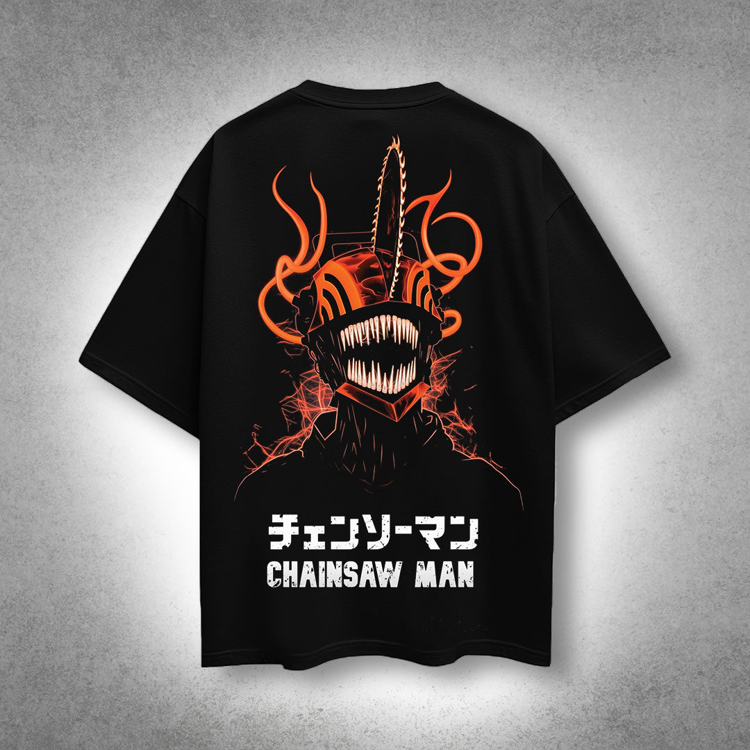 Vlack - Chainsaw Man - Devil Unleashed - Black Oversize Fit T-Shirt