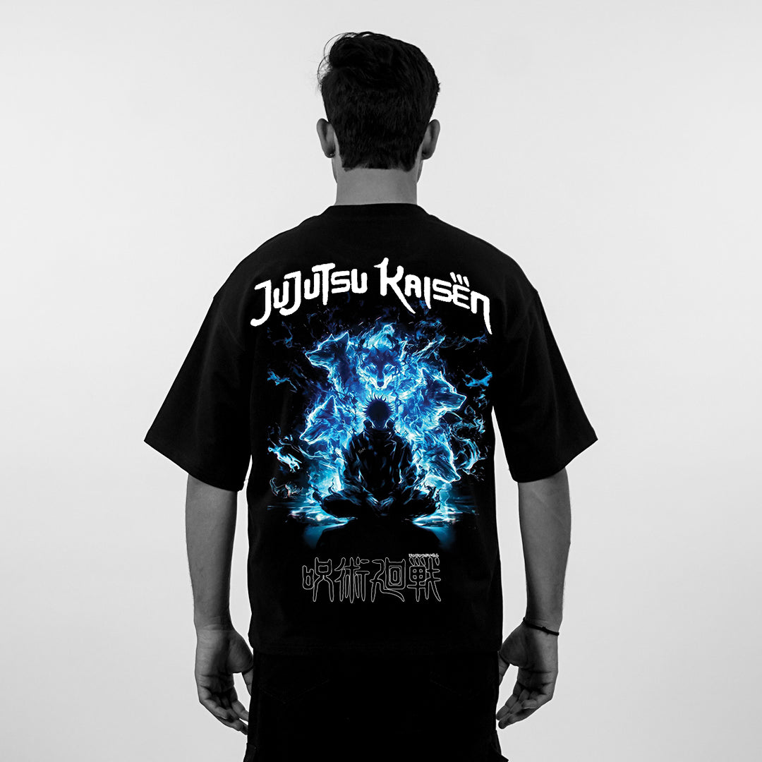 Vlack - Jujutsu Kaisen - Cursed Power, Pure Focus - Black Oversize Fit T-Shirt