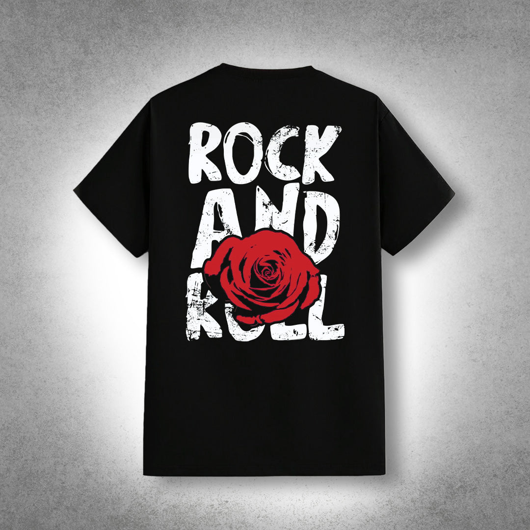 VLACK - Rock And Roll Front Puff Print - Black Regular Fit T-Shirt