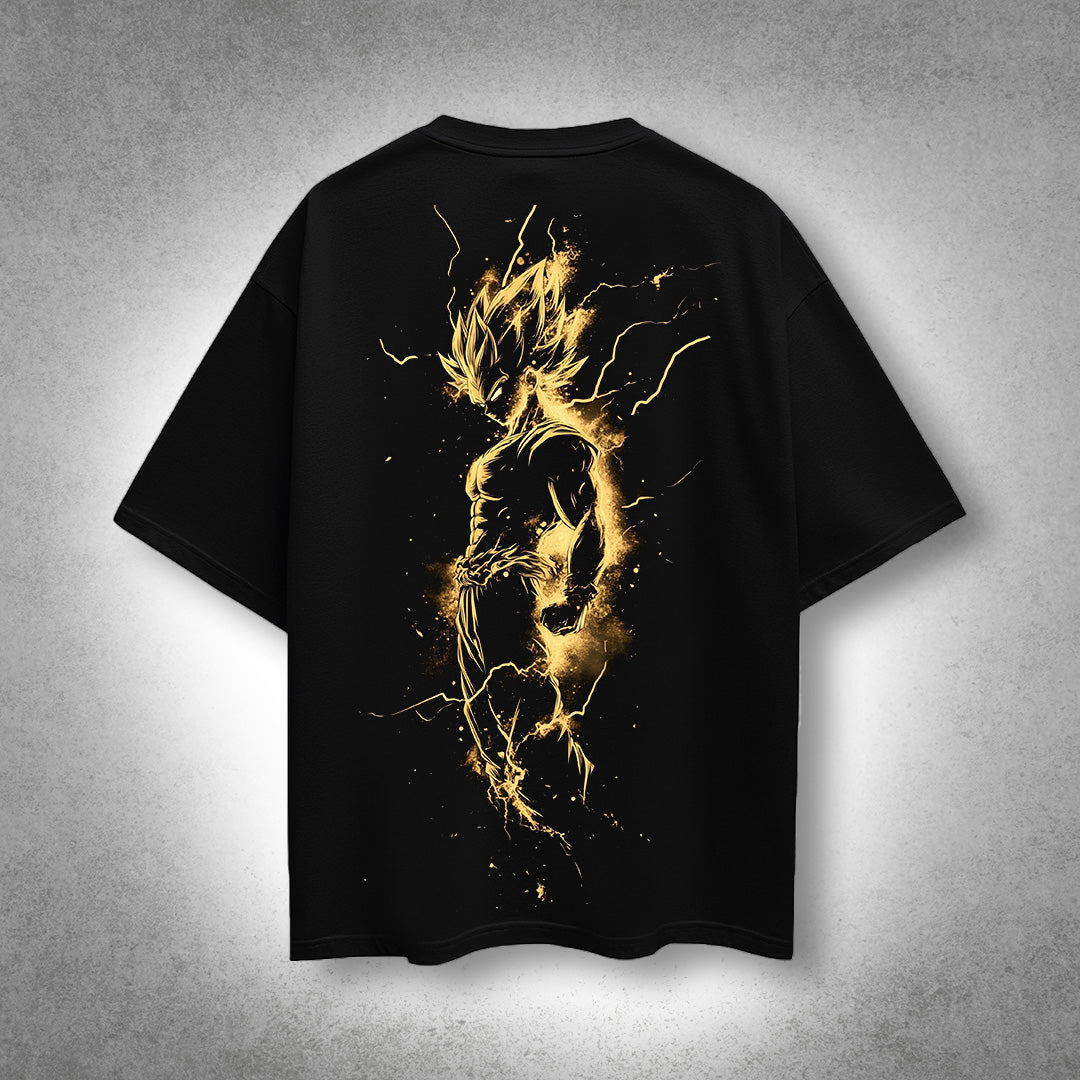 Vlack - Saiyan Spark - Black Oversize Fit T-Shirt