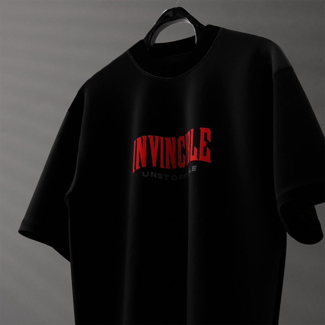 Vlack Invincible Unstoppable - Black Oversize Fit T-Shirt