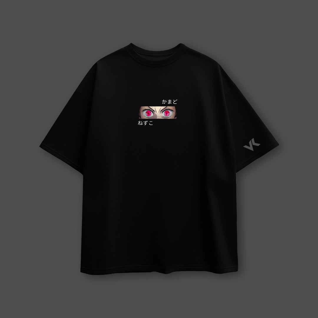 Nezuko Kamado Demon Slayer Black Oversized Fit T-Shirt