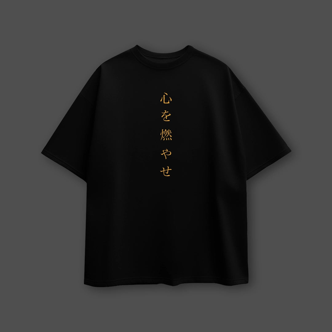 Rengoku Demon Slayer Black Oversized Fit T-shirt