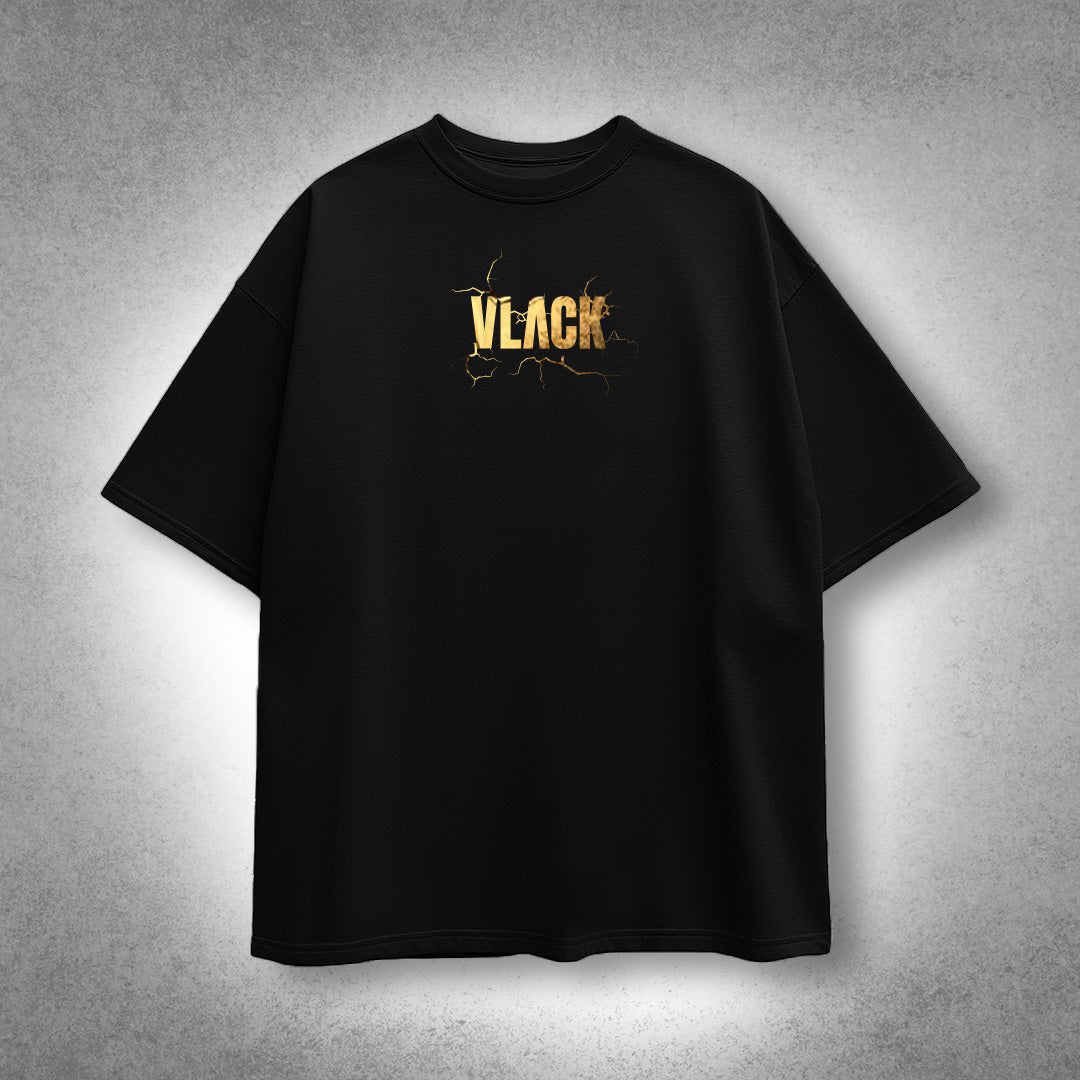 Vlack - Saiyan Spark - Black Oversize Fit T-Shirt