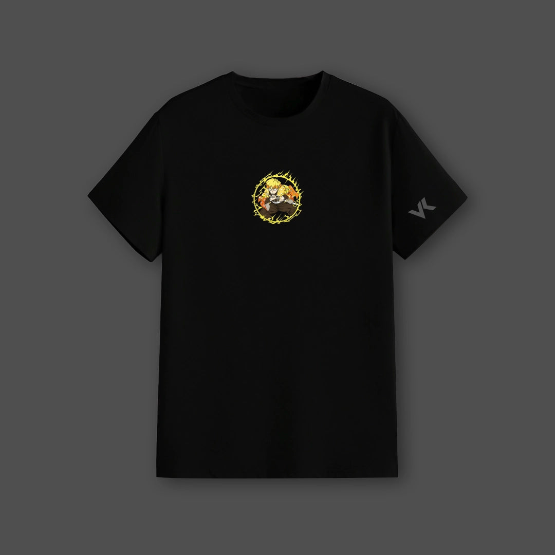 Zenitsu Agatsuma Lightning – Regular Fit Black T-Shirt