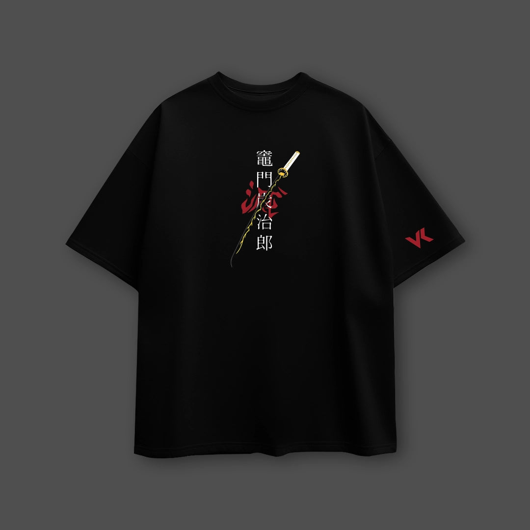 Tanjiro Moonlight Demon Slayer Black Oversized Fit T-shirt