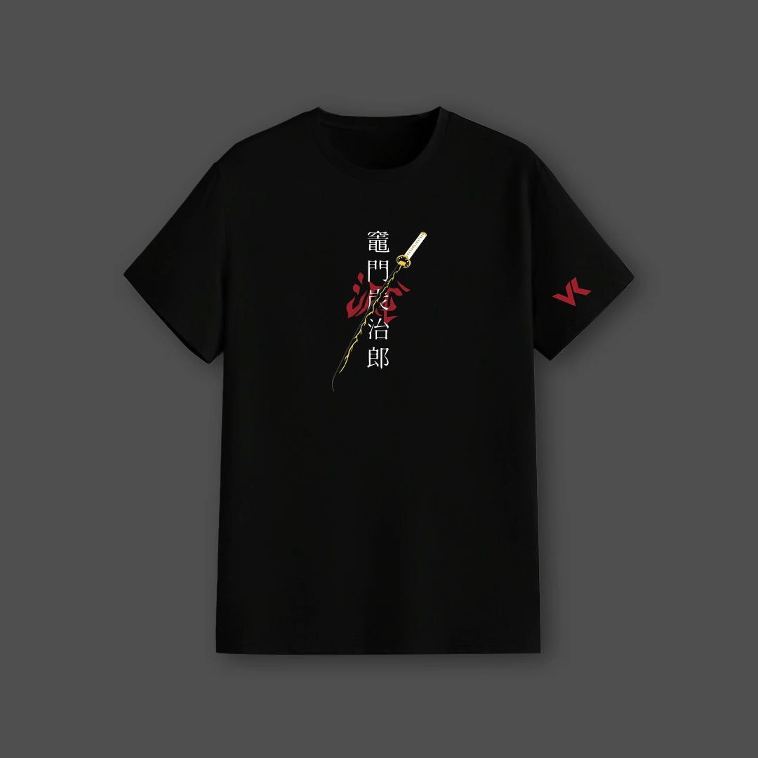 Tanjiro Moonlight Demon Slayer Black Regular Fit T-shirt