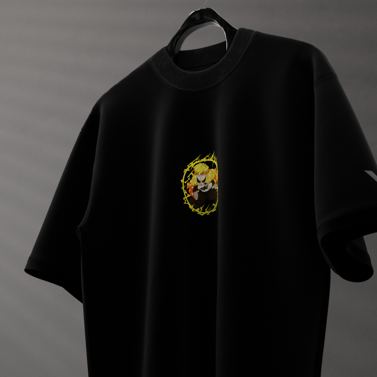 Zenitsu Agatsuma Lightning – Oversized Fit Black T-Shirt