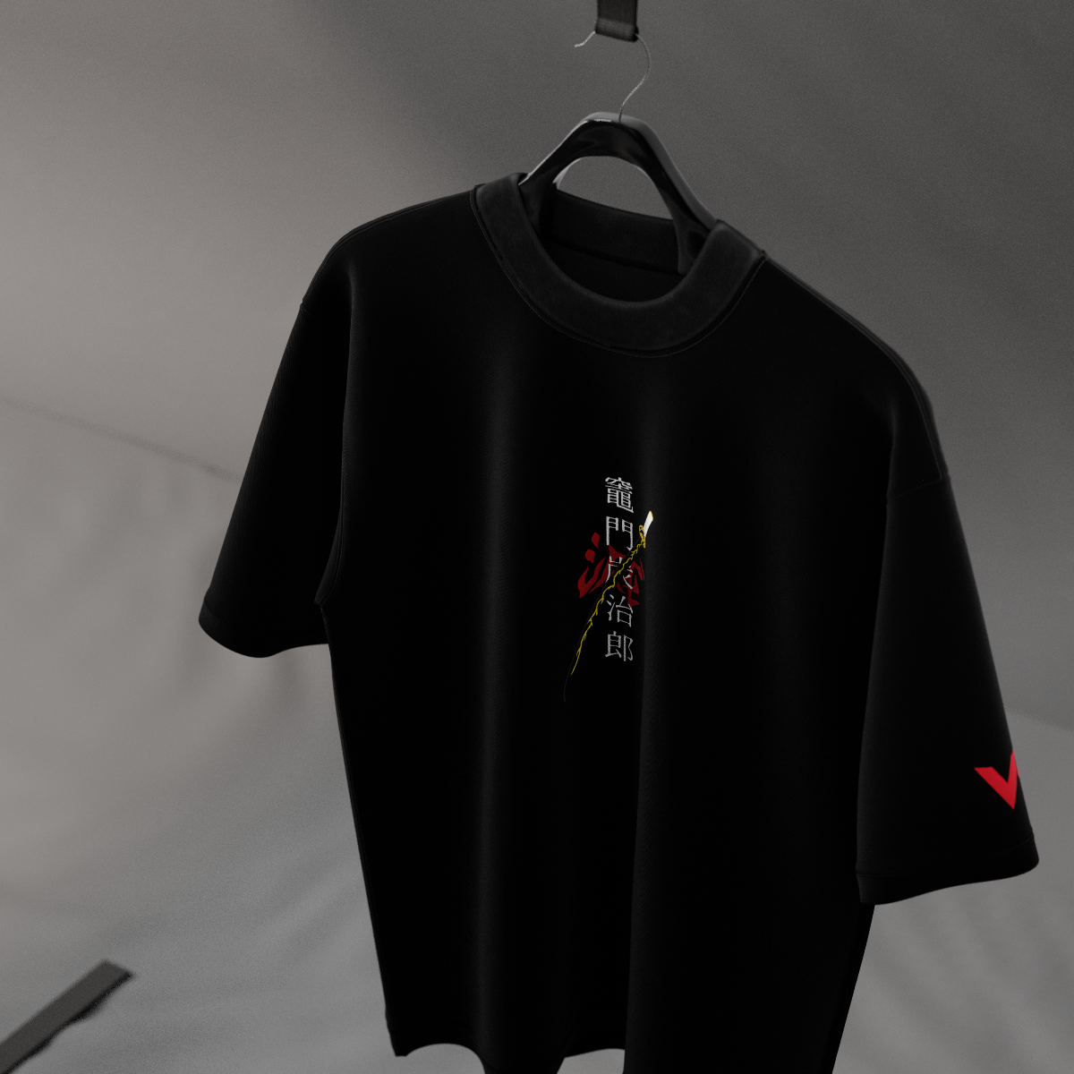 Tanjiro Moonlight Demon Slayer Black Oversized Fit T-shirt