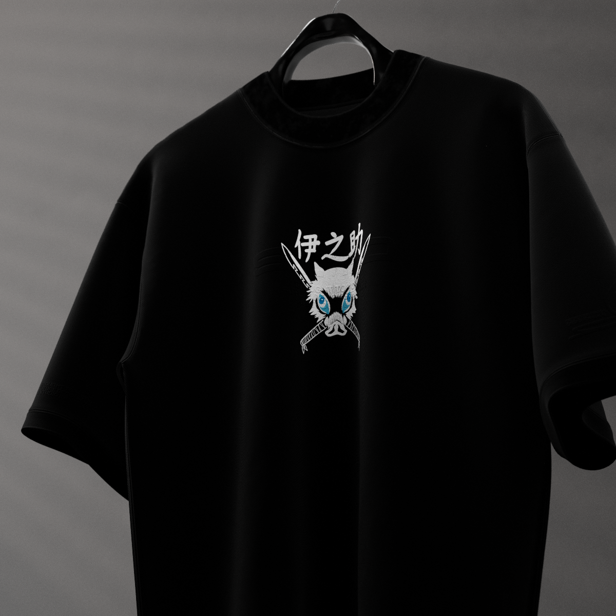 Inosuke Dual Swords Demon Slayer Black Oversized Fit T-shirt