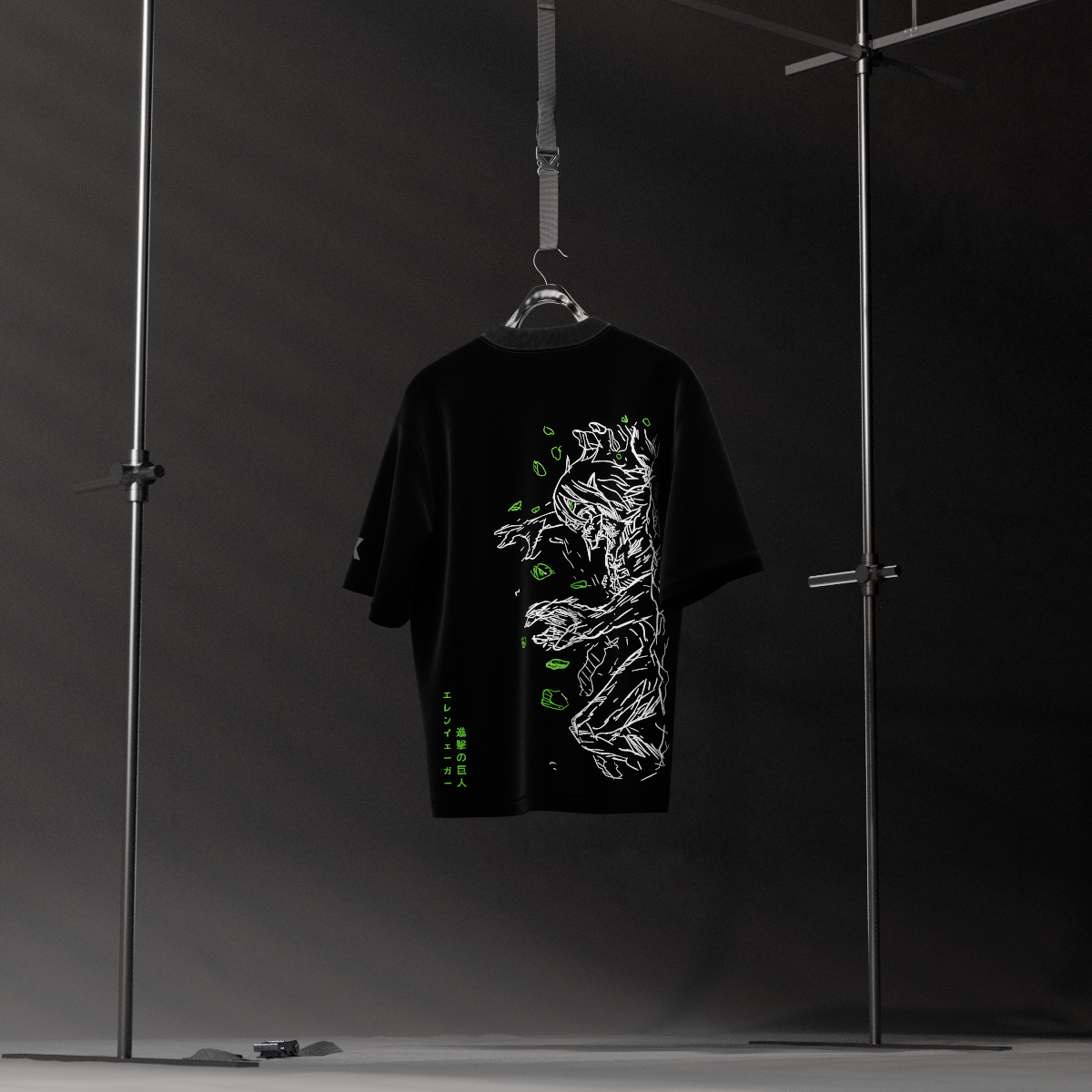 Armored Titan Rage – Oversized Fit Black T-Shirt