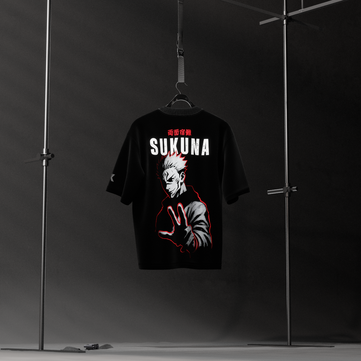 Sukuna Cursed King Jujutsu Kaisen Black Oversized Fit T-shirt