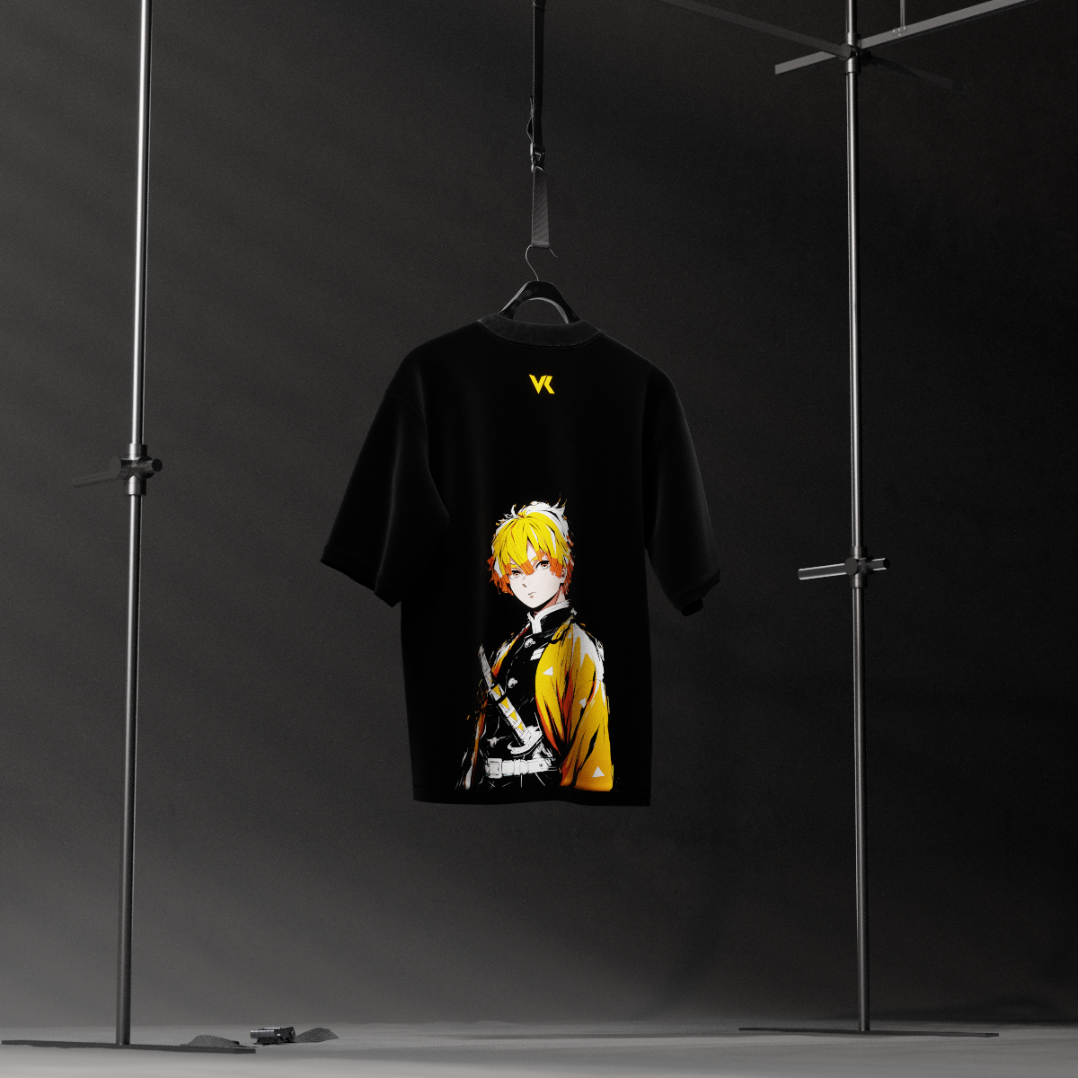 Zenitsu Agatsuma Demon Slayer Black Oversized Fit T-Shirt