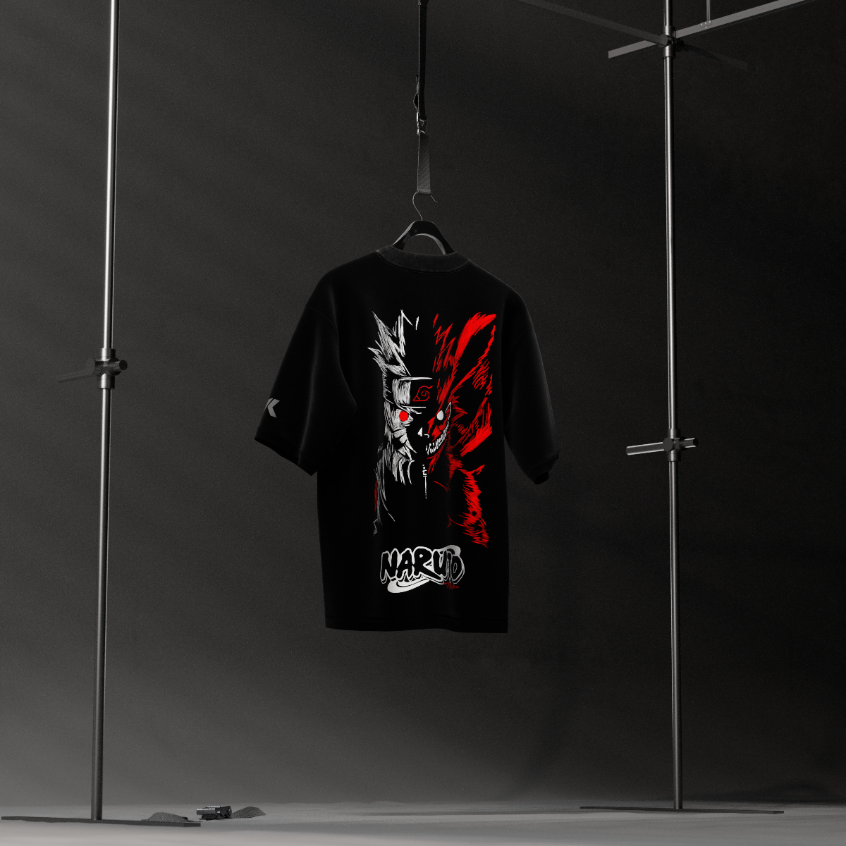 Naruto Uzumaki Kurama Mode – Oversized Fit Black T-Shirt