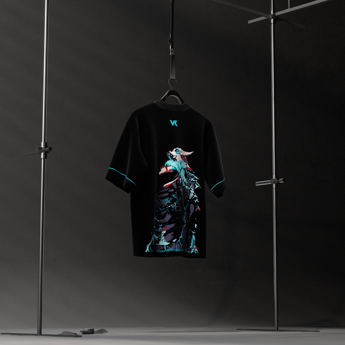 Kaiju Battle Monster Black Oversized Fit T-shirt