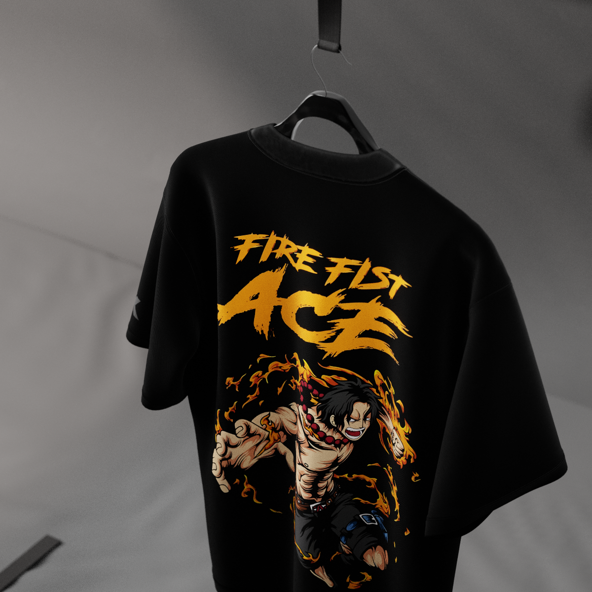 Portgas D. Ace Fire Fist – Oversized Fit Black T-Shirt