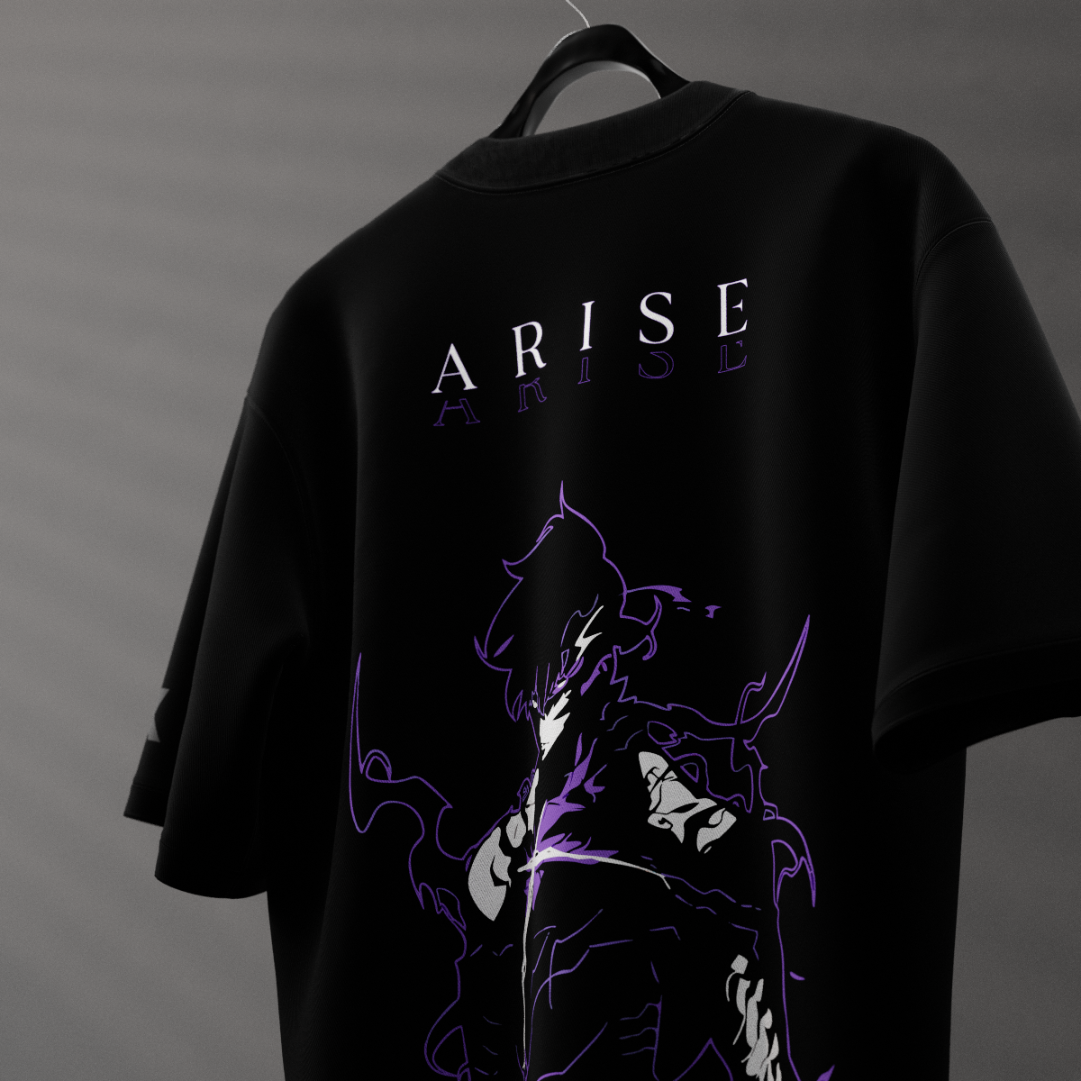 Shadow Monarch Arise Solo Leveling Black Oversized Fit T-shirt