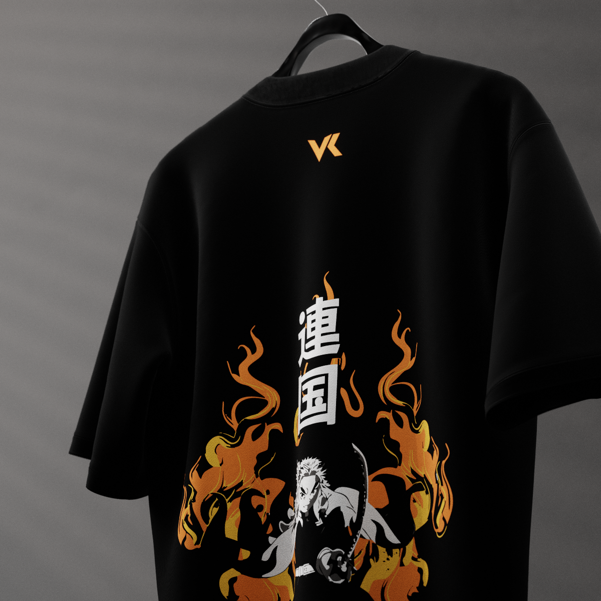 Kyojuro Rengoku Flame Hashira – Oversized Fit Black T-Shirt