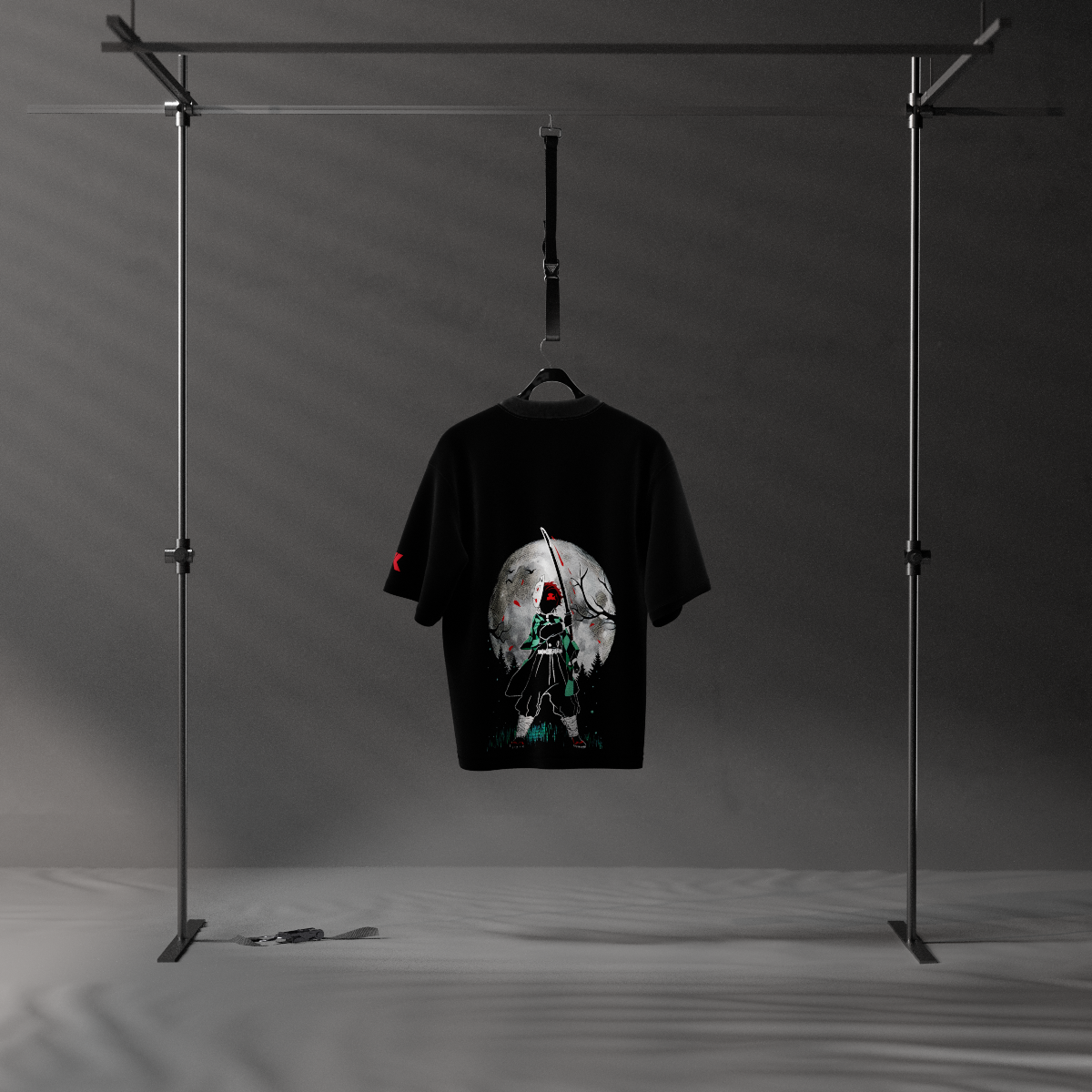 Tanjiro Moonlight Demon Slayer Black Oversized Fit T-shirt