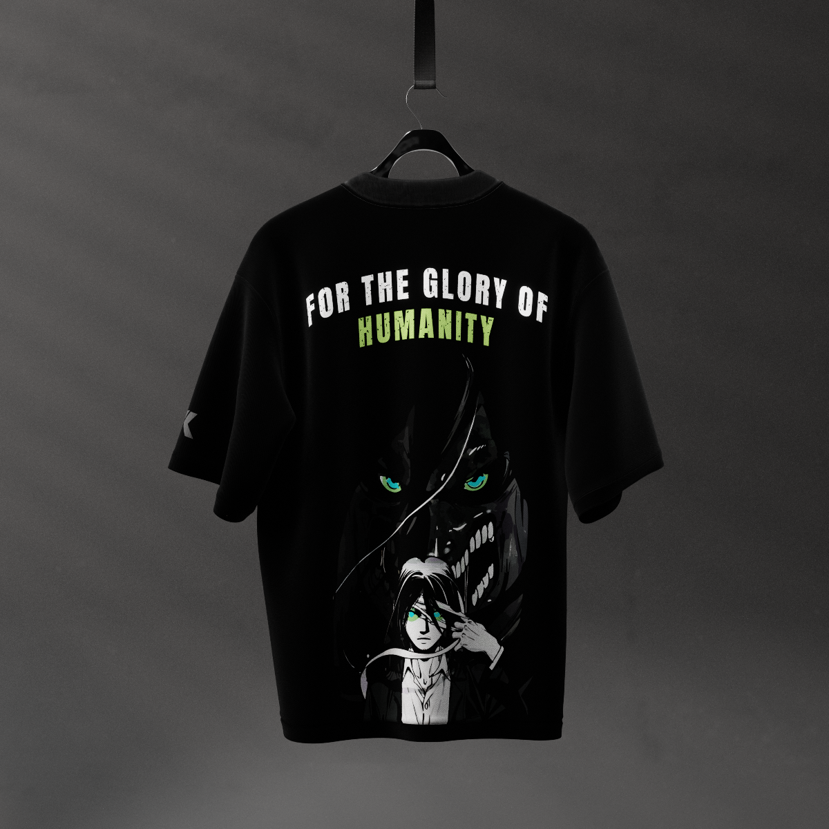 Eren Yeager Attack on Titan Black Oversized Fit T-shirt