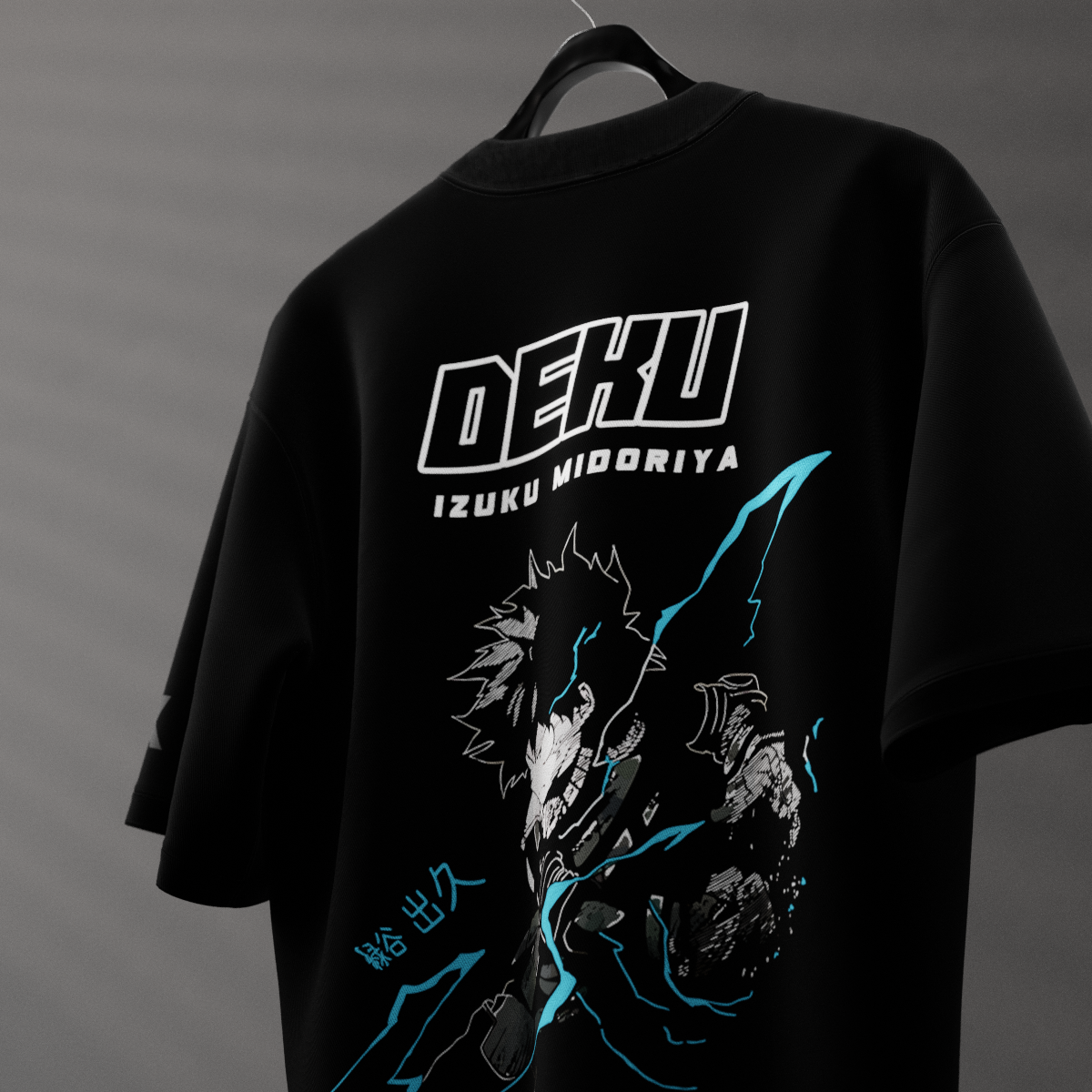 Izuku Midoriya (Deku) Lightning Charge – Oversized Fit Black T-Shirt