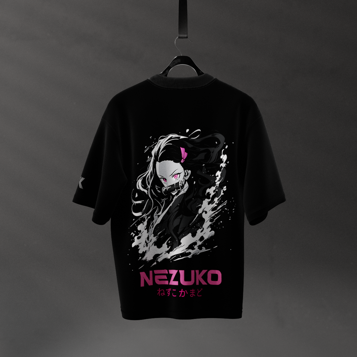 Nezuko Kamado Demon Slayer Black Oversized Fit T-Shirt