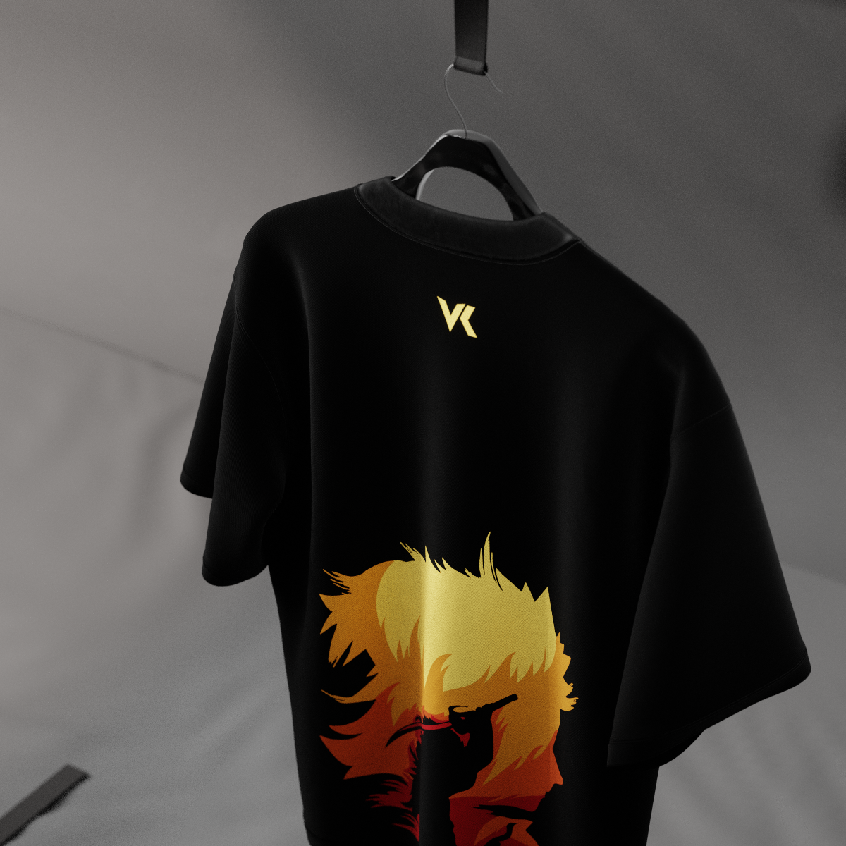 Rengoku Demon Slayer Black Oversized Fit T-shirt