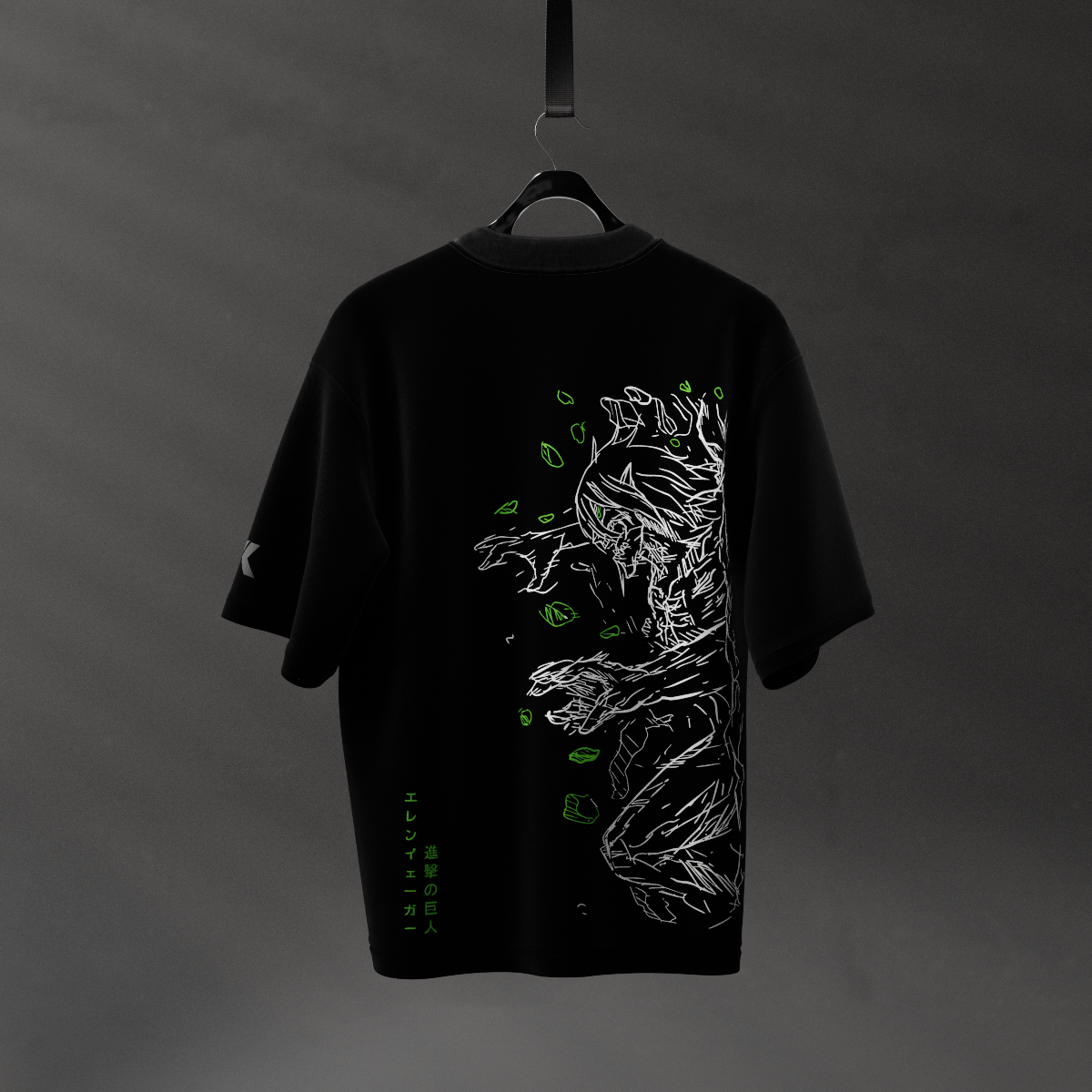 Armored Titan Rage – Oversized Fit Black T-Shirt