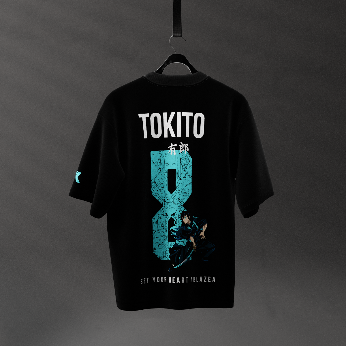 Muichiro Tokito Demon Slayer Black Oversized Fit T-Shirt
