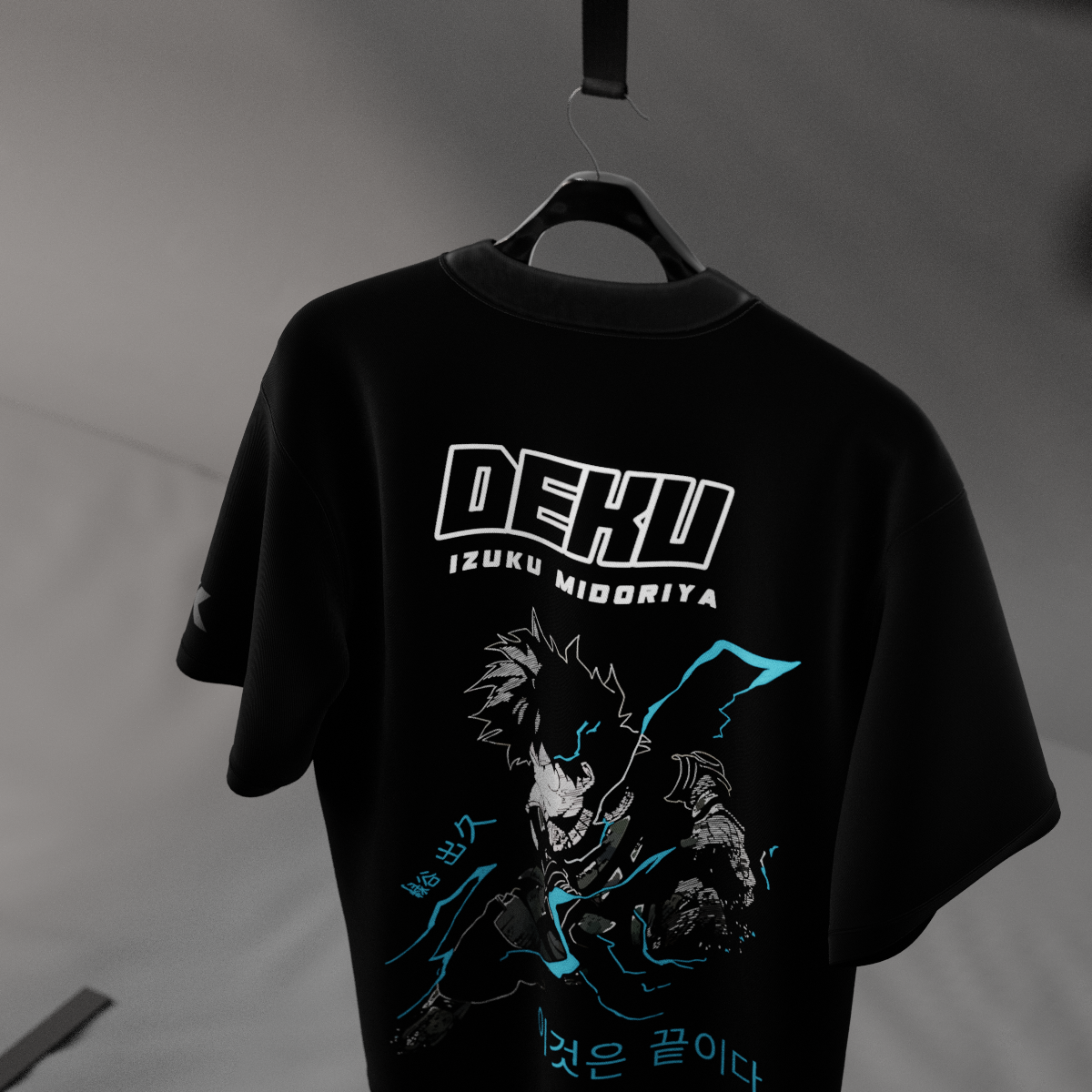 Izuku Midoriya (Deku) Lightning Charge – Oversized Fit Black T-Shirt