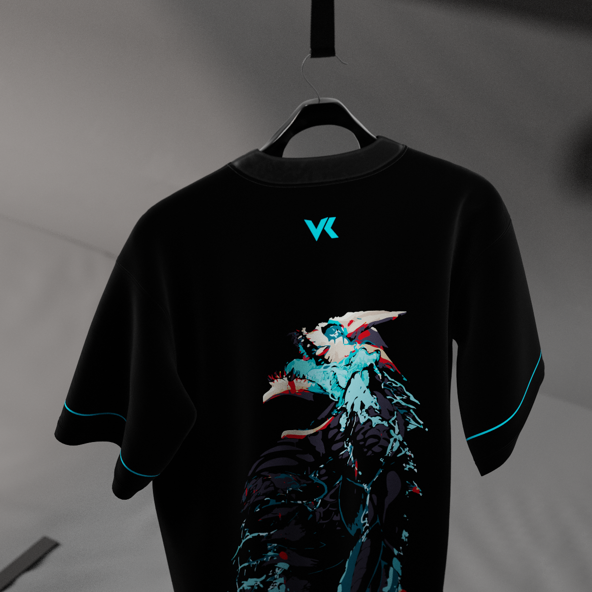 Kaiju Battle Monster Black Oversized Fit T-shirt