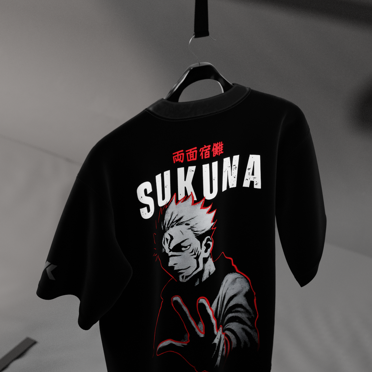 Sukuna Cursed King Jujutsu Kaisen Black Oversized Fit T-shirt