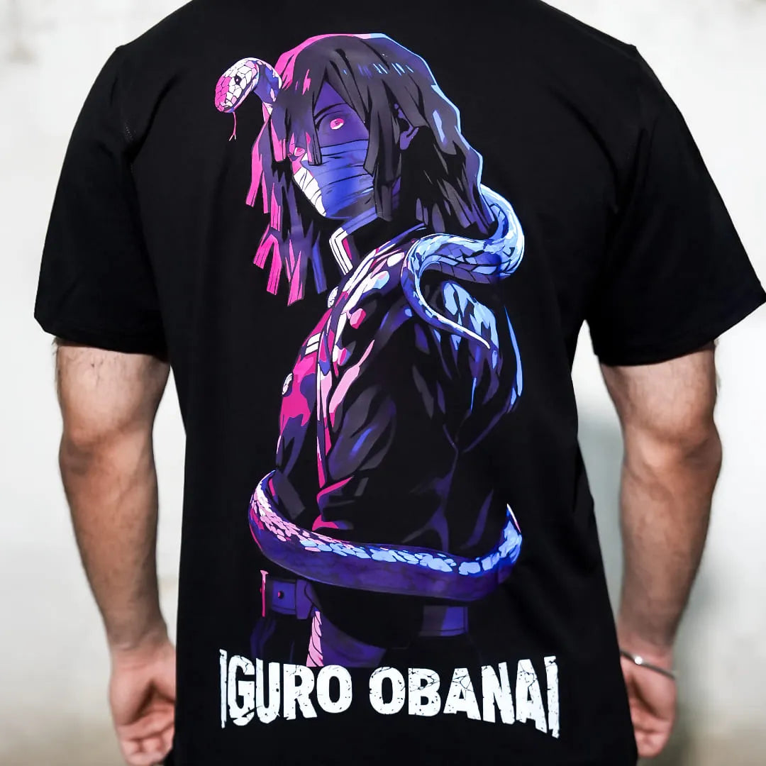 Vlack - Iguro Obanai - Serpent of Silence - Black Oversize Fit T-Shirt