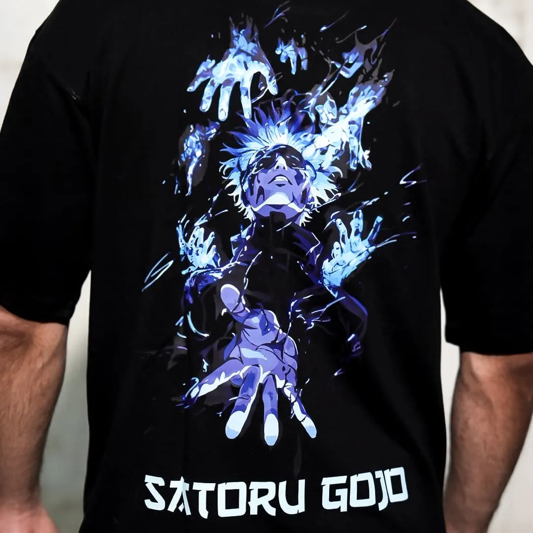 Vlack - Satoru Gojo - Infinity Unleashed - Black Oversize Fit T-Shirt