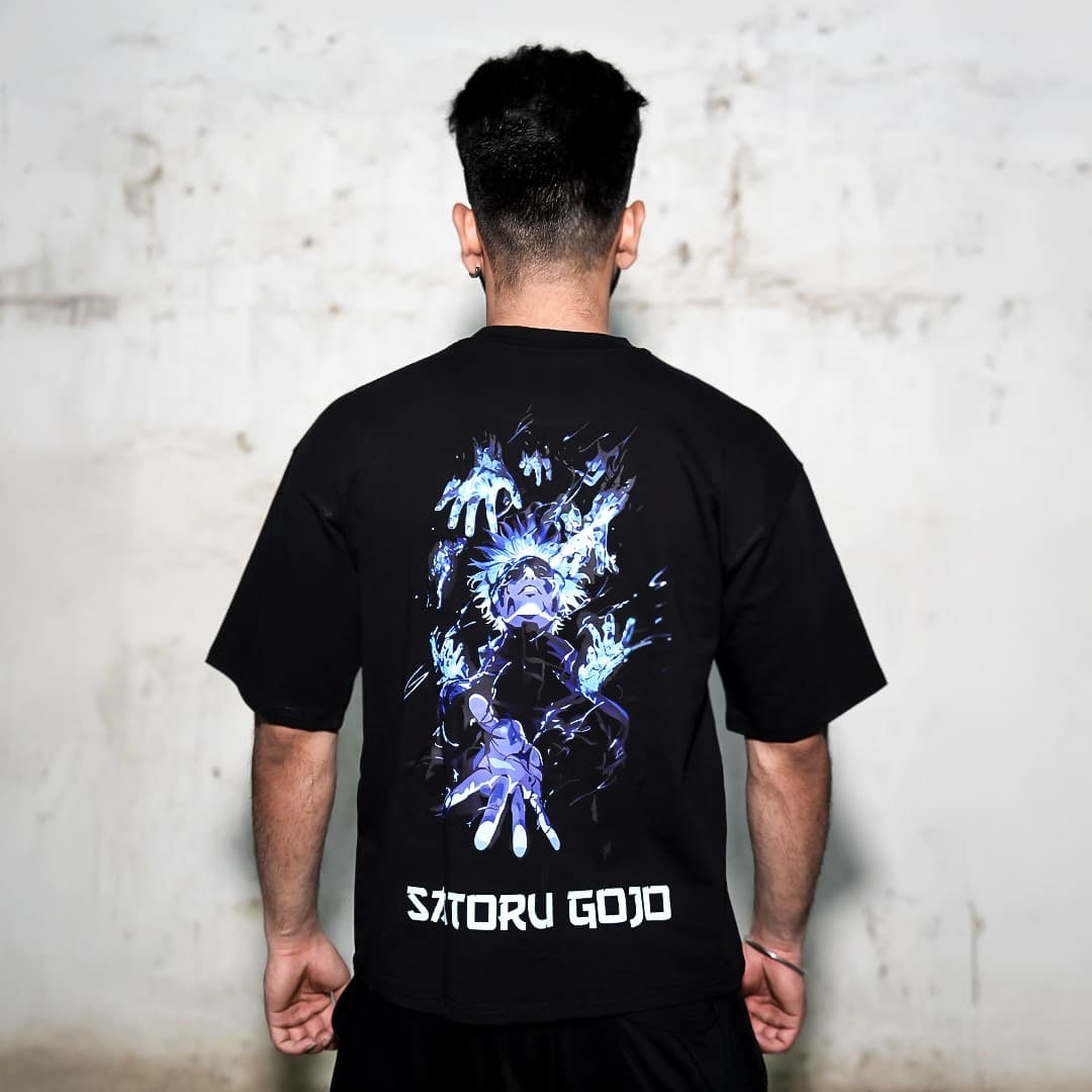 Vlack - Satoru Gojo - Infinity Unleashed - Black Oversize Fit T-Shirt