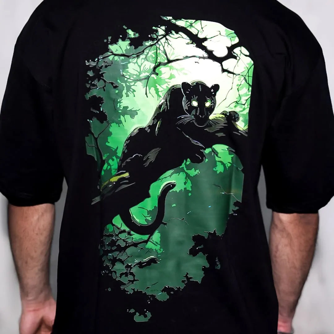 VLACK - Shadow Panther - Front HD Print - Black Oversize Fit Tshirt - Limited Edition