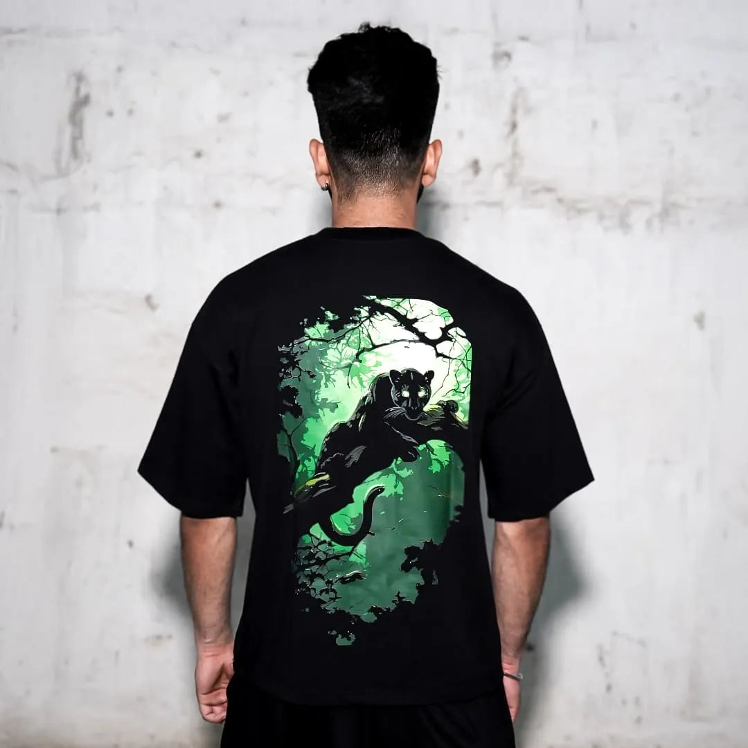 VLACK - Shadow Panther - Front HD Print - Black Oversize Fit Tshirt - Limited Edition