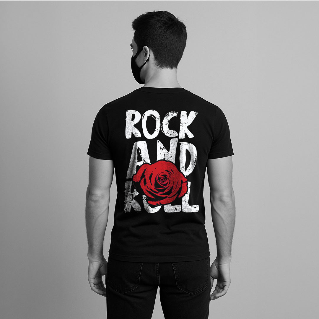 VLACK - Rock And Roll Front Puff Print - Black Regular Fit T-Shirt