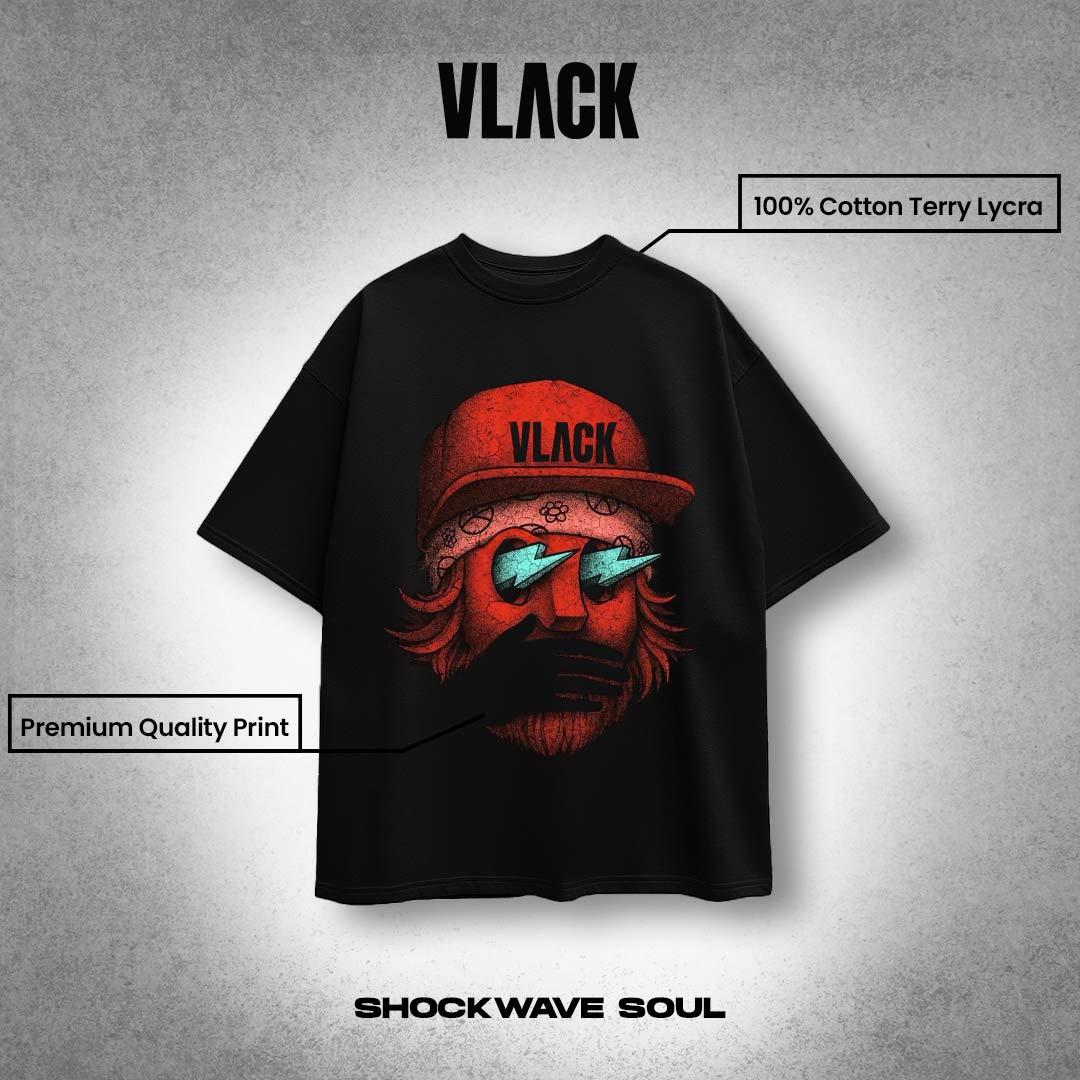 VLACK - SHOCKWAVE SOUL – Black Oversized T-Shirt