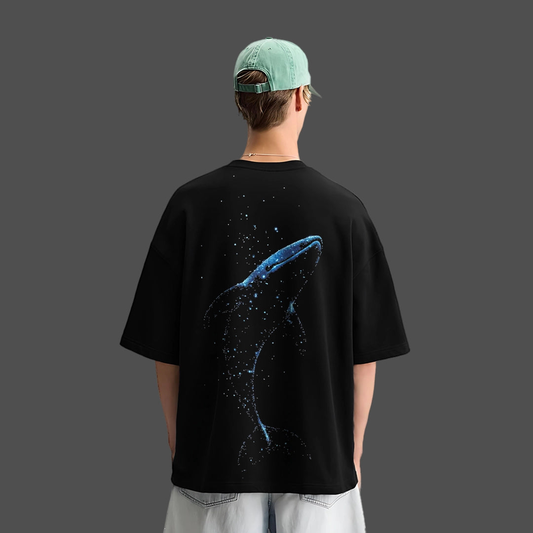 Black Oversize Streetwear T-Shirt with Stunning Whale Design