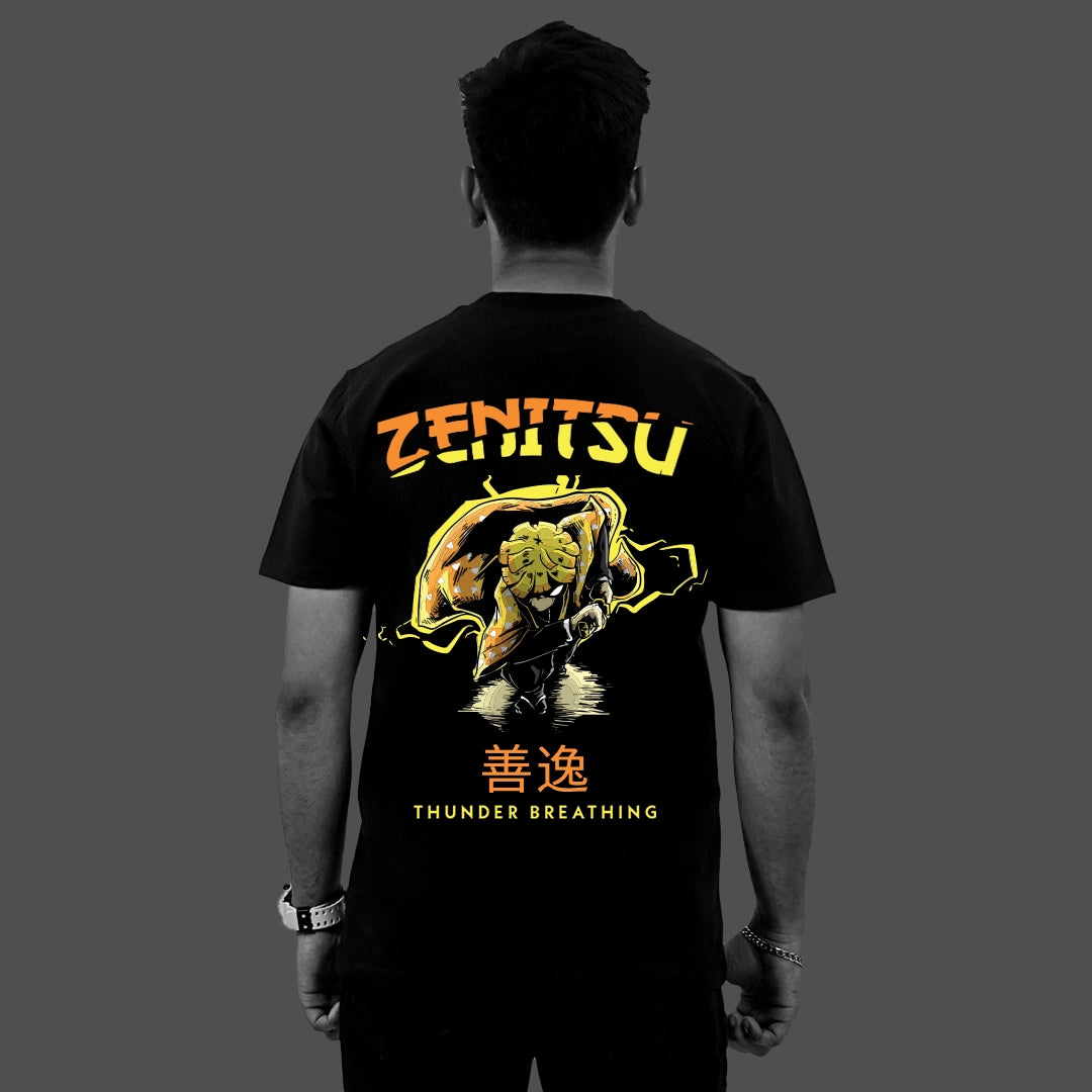 Zenitsu Agatsuma Lightning – Regular Fit Black T-Shirt